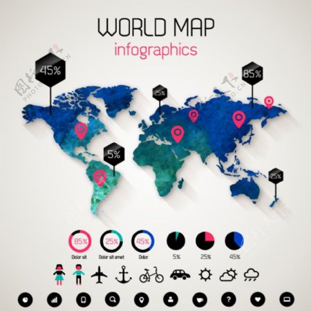 世界地图信息图矢量素材