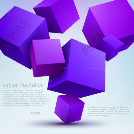 紫色立方体背景矢量素材