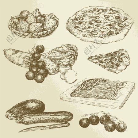 图12食品复古插图矢量