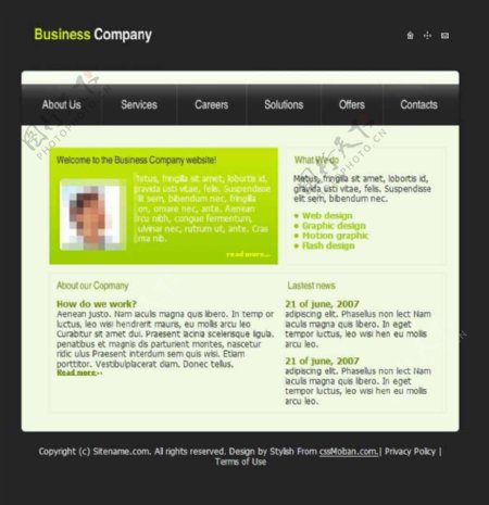 黑色背景商务企业网站CSS模板