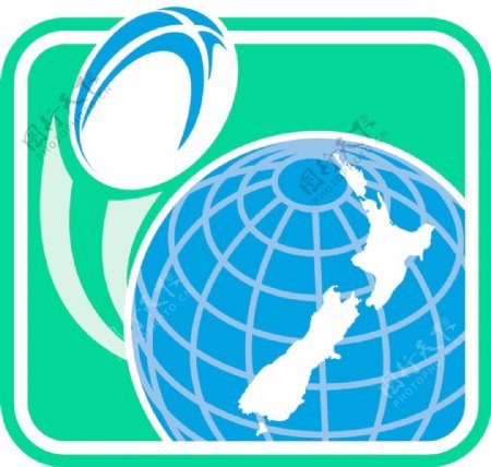 橄榄球与新西兰地图环球飞行