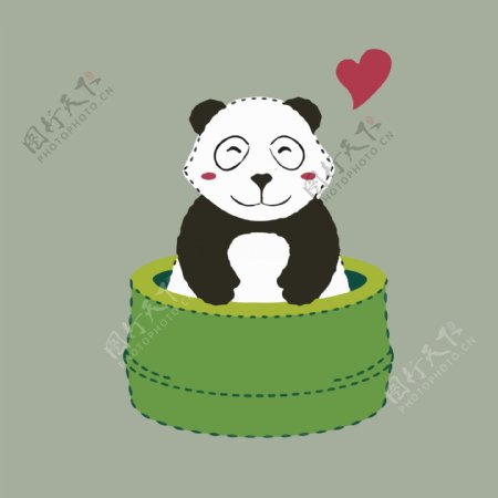 印花矢量图动物熊猫植物竹子免费素材