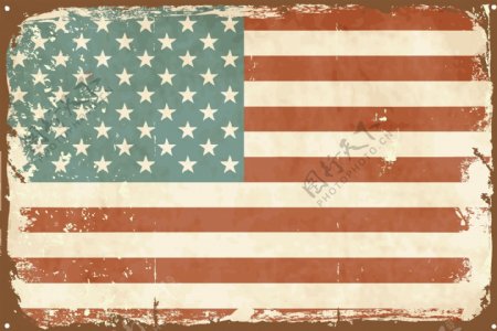 在锡标志复古风格的美国国旗