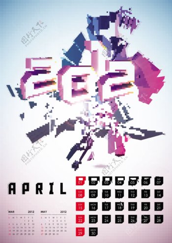 2012四月日历设计