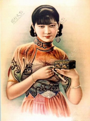位图老上海风情月份牌人物女人免费素材