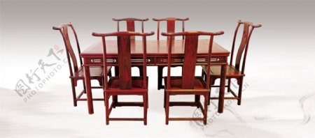 实木红木餐桌餐椅设计素材