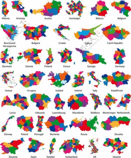 欧洲各国地图矢量素材