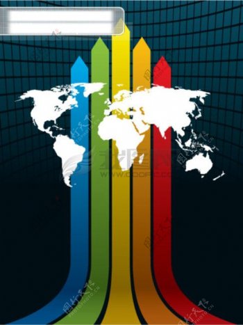 空间背景彩虹线条世界地图矢量素材