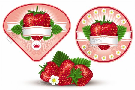 草莓标签矢量