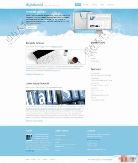 电子产品蓝色网页模板