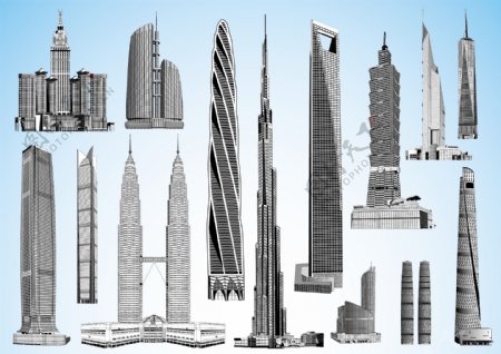 中国城市建筑矢量素材
