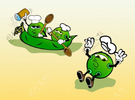 绿豌豆烹饪卡通矢量图
