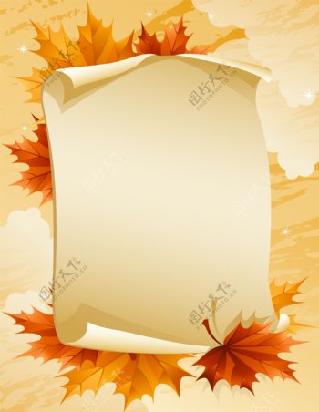 矢量秋叶装饰纸张图片素材