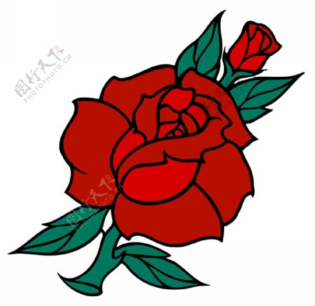 红玫瑰纹身