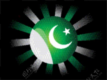 射线背景的巴基斯坦国旗图标