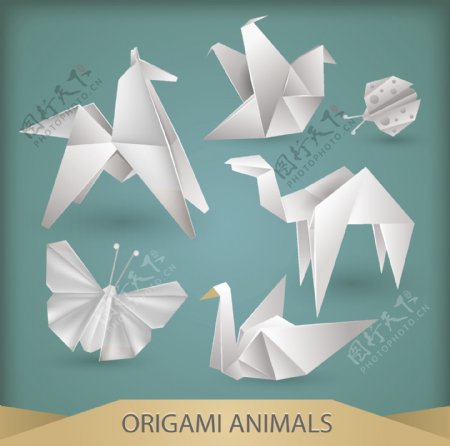 各种折纸动物设计矢量素材05