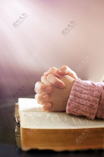 小女孩可爱的双手祈祷画面