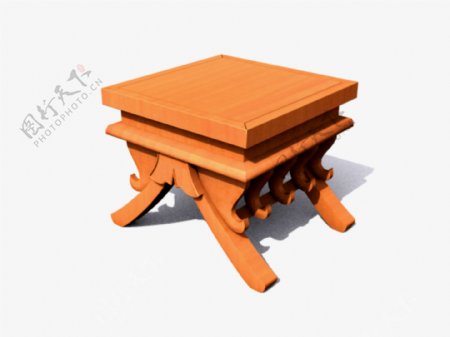 平方实木咖啡桌子3D模型艺术