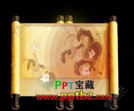 2010动画中秋节PPT模板画轴飞月
