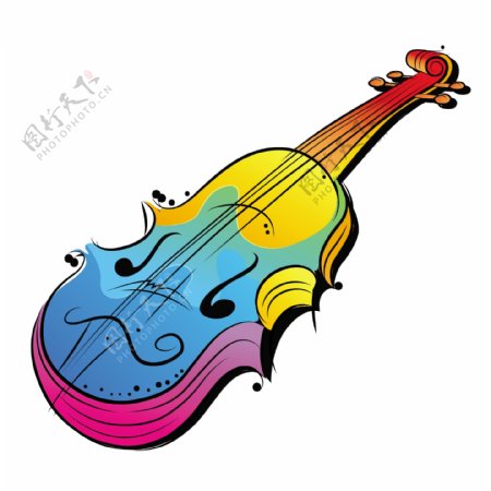 矢量彩色小提琴插画素材