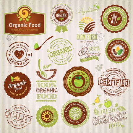绿色食品标签矢量素材