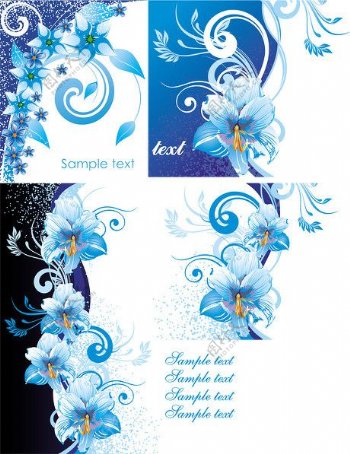 美丽蓝色花朵文本框模板