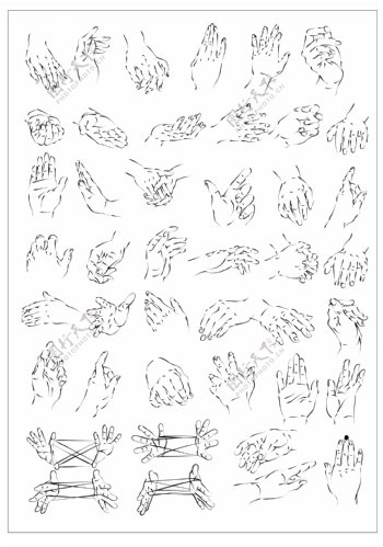 各种手势矢量手绘图