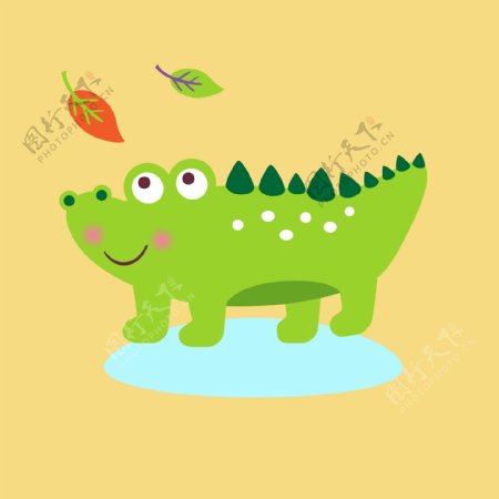印花矢量图可爱卡通动物恐龙植物免费素材