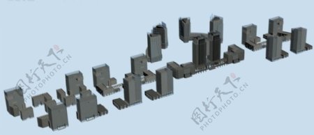 城市规划大厦建筑群3D模型