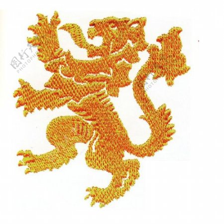 绣花动物狮子色彩橙色免费素材
