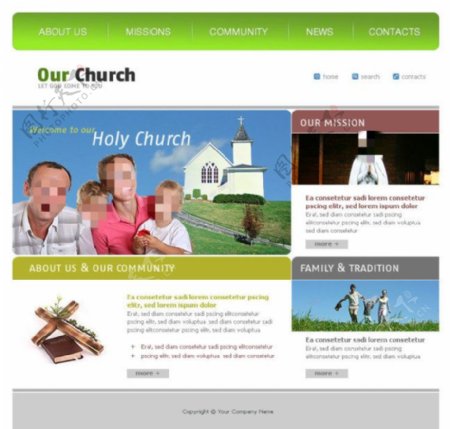 教堂中心网页psd模板