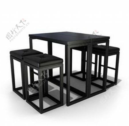 西餐厅桌椅3d模型家具模型17