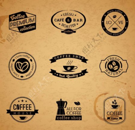 复古咖啡标签设计矢量素材