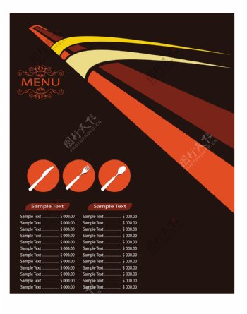 欧美西餐厅菜谱封面矢量素材