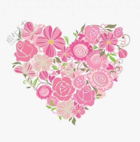 粉红色花的心向量图