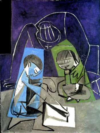 1954ClaudedessinantFran鍣奿seetPaloma西班牙画家巴勃罗毕加索抽象油画人物人体油画装饰画