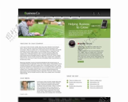商务绿色企业网站模板