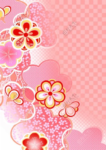 飘浮花儿粉色红色花底纹花纹素材
