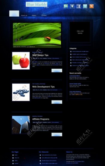 蓝色大理石CSS网页模板