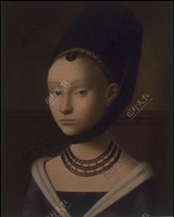 欧洲少女人物肖像油画图