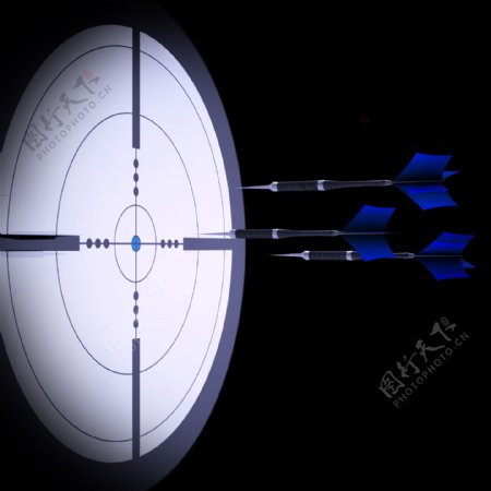 瞄准目标射箭技术的箭头显示