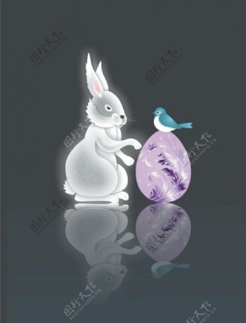 精典复活节兔子彩蛋小鸟图片
