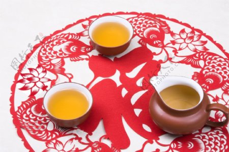 茶中国传统剪纸图片