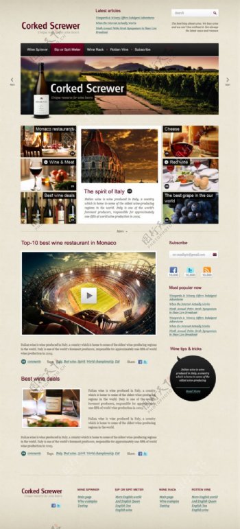 葡萄酒网站素材