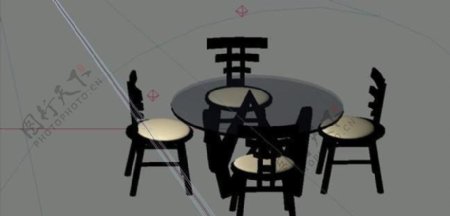 室内装饰家具桌椅组合453D模型