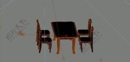 室内装饰家具桌椅组合043D模型