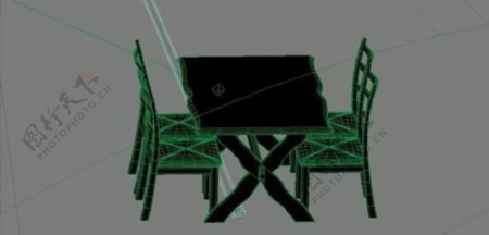 室内装饰家具桌椅组合173D模型