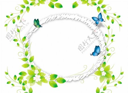 绿色藤蔓和蓝色蝴蝶