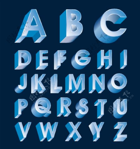 立体字母设计系列矢量素材