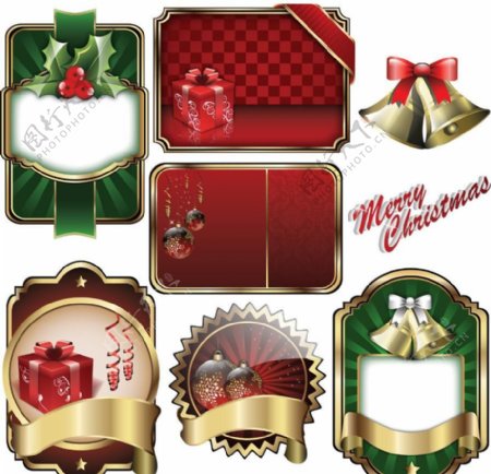 销售圣诞标签边框花边礼盒铃铛图片